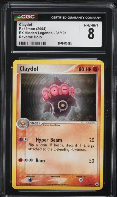 2004 Pokemon EX Hidden Legends Reverse Holo Claydol #31 CGC 8 NM-MT