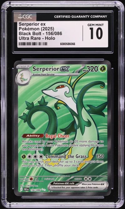 2025 Pokemon SV Black Bolt Full Art Serperior ex #156 CGC 10 GEM MINT