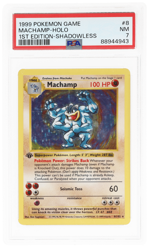 1999 Pokemon Base Set Shadowless 1st Edition Holo Machamp #8 PSA 7