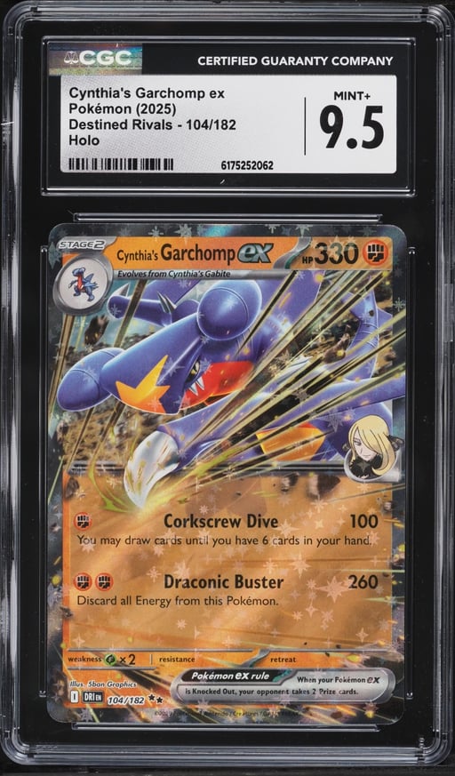 2025 Pokemon Scarlet & Violet Destined Rivals Holo Cynthia's Garchomp EX #104 CGC 9.5 MINT+