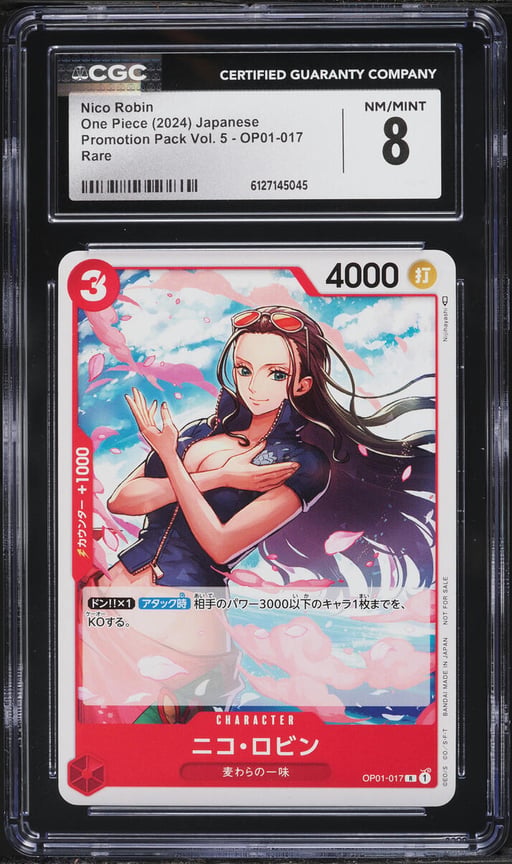 2024 One Piece Japanese Promotion Pack Vol. 5 Nico Robin #OP01-017 CGC 8 NM-MT