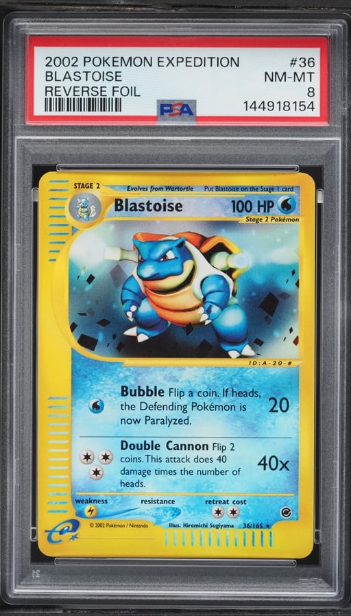2002 Pokemon Expedition Reverse Holo Blastoise #36 PSA 8 NM-MT