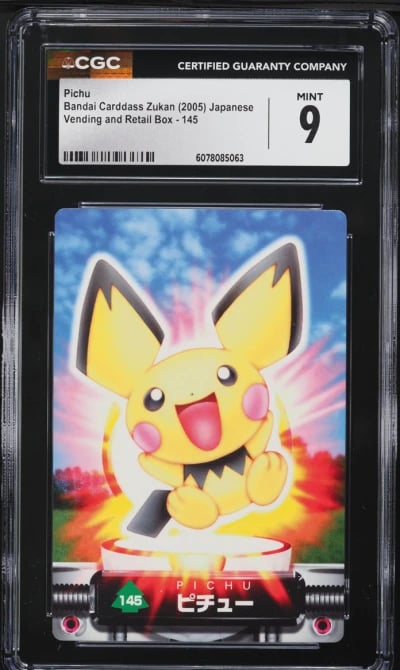 2005 Pokemon Japanese Bandai Zukan Vending & Retail Box Pichu #145 CGC 9