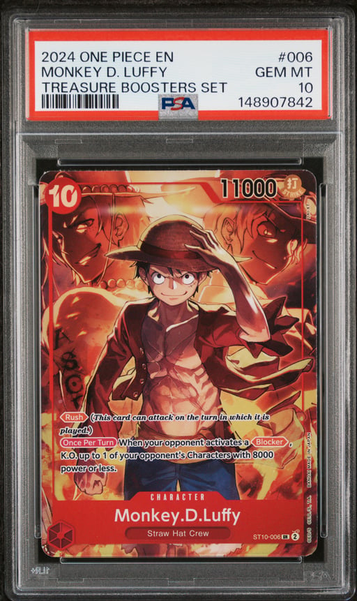 2024 ONE PIECE PROMOS 006 MONKEY D. LUFFY TREASURE BOOSTERS SET PSA 10