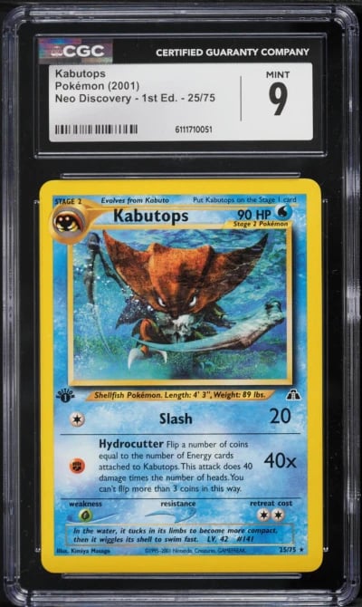 2001 Pokemon Neo Discovery 1st Edition Kabutops #25 CGC 9 MINT