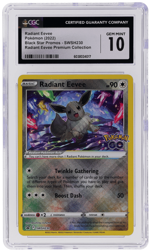 2022 Pokemon Sword and Shield Black Star Promo Pokemon Go Premium Collection Radiant Eevee #SWSH230 CGC 10