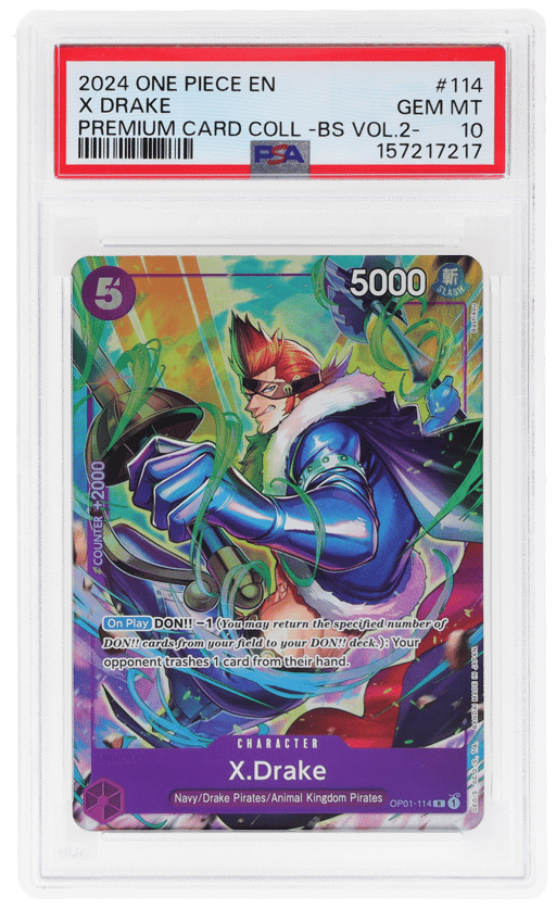 2024 One Piece Premium Card Collection Best Selection Volume 2 X Drake #114 PSA 10