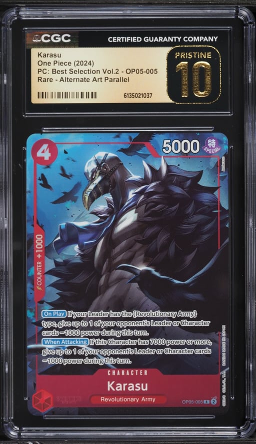 2024 One Piece Premium Collection Best Selection Vol. 2 Alt Art Karasu #OP05-005 CGC 10 PRISTINE