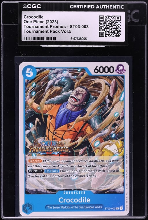 2023 One Piece Tournament Promo Pack Vol.5 SR Crocodile #ST03-003 CGC AUTH