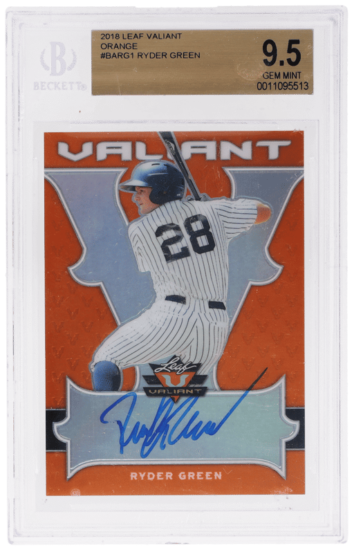 2018 Leaf Valiant Autograph Orange Ryder Green #BA-RG1 19/35 BGS 9.5