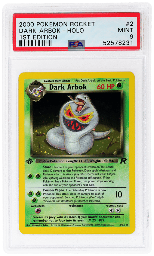 2000 Pokemon Team Rocket 1st Edition Holo Dark Arbok #2 PSA 9