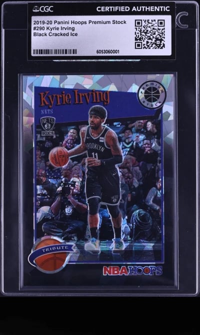 2019 Hoops Premium Stock Black Cracked Ice Kyrie Irving 1/1 #290 CGC AUTH