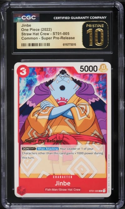 2022 One Piece Straw Hat Crew Super Pre-Release Jinbe #ST01-005 CGC 10 PRISTINE