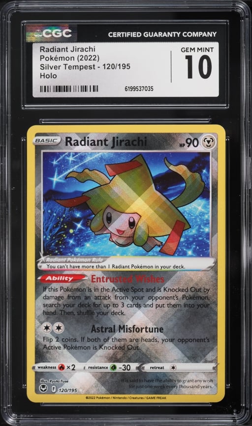 2022 Pokemon Sword & Shield Silver Tempest Holo Radiant Jirachi #120 CGC 10 GEM MINT