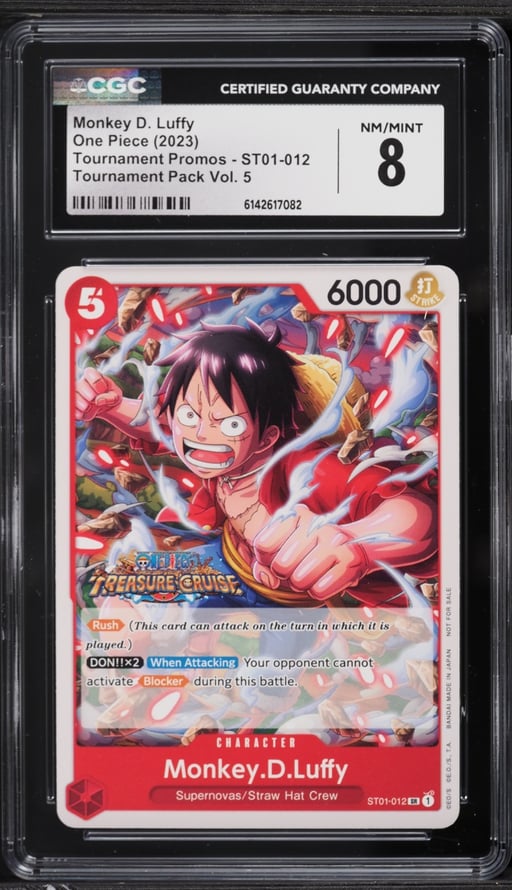 2023 One Piece Promo Tournament Pack Vol. 5 SR Monkey D. Luffy #ST01-012 CGC 8 NM-MT