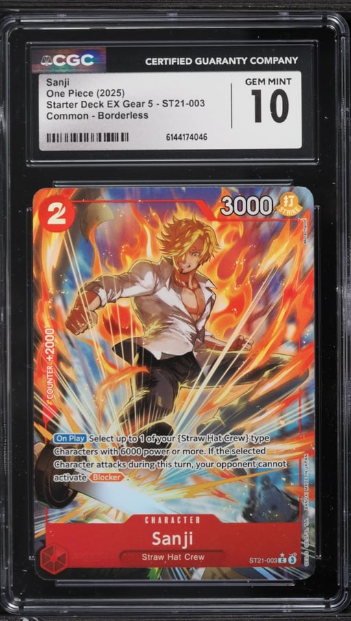 2025 One Piece Starter Deck EX Gear 5 Borderless Alt Art Sanji #ST21-003 CGC 10 GEM MINT