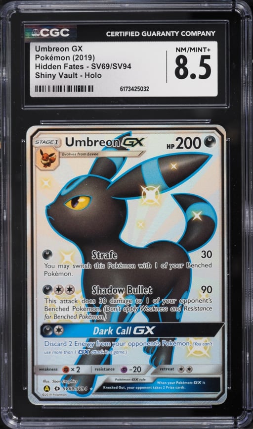 2019 Pokemon Sun & Moon Hidden Fates Shiny Vault Full Art Umbreon GX #SV69 CGC 8.5 NM-MT+