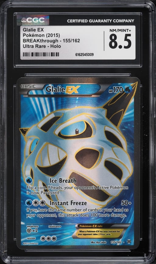 2015 Pokemon XY BREAKthrough Full Art Glalie EX #155 CGC 8.5 NM-MT+