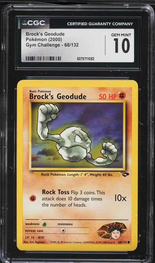 2000 Pokemon Gym Challenge Brock's Geodude #68 CGC 10 GEM MINT