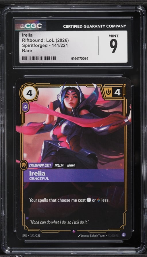 2026 Riftbound League Of Legends Spiritforged Irelia #141 CGC 9 MINT