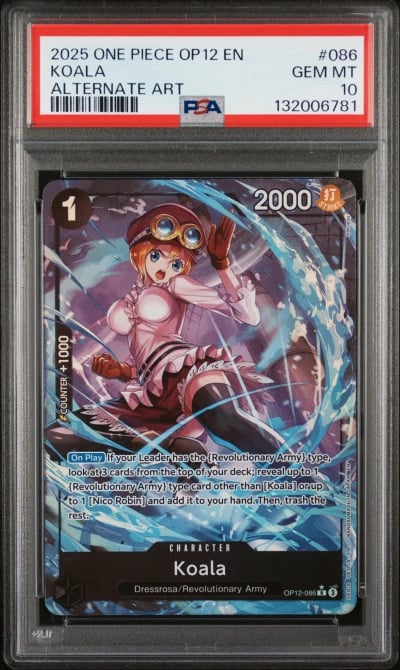 2025 ONE PIECE OP12-LEGACY OF THE MASTER 086 KOALA ALTERNATE ART PSA 10
