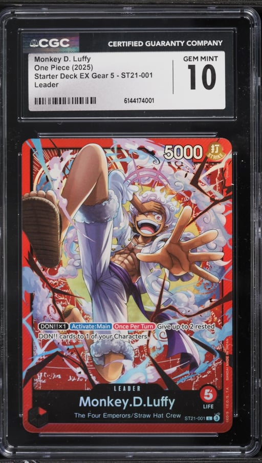 2025 One Piece Starter Deck EX Gear 5 Leader Monkey D. Luffy #ST21-001 CGC 10 GEM MINT