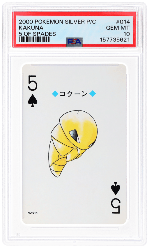 2000 Pokemon Silver Version Playing Cards 5 of Spades Kakuna #014 PSA 10
