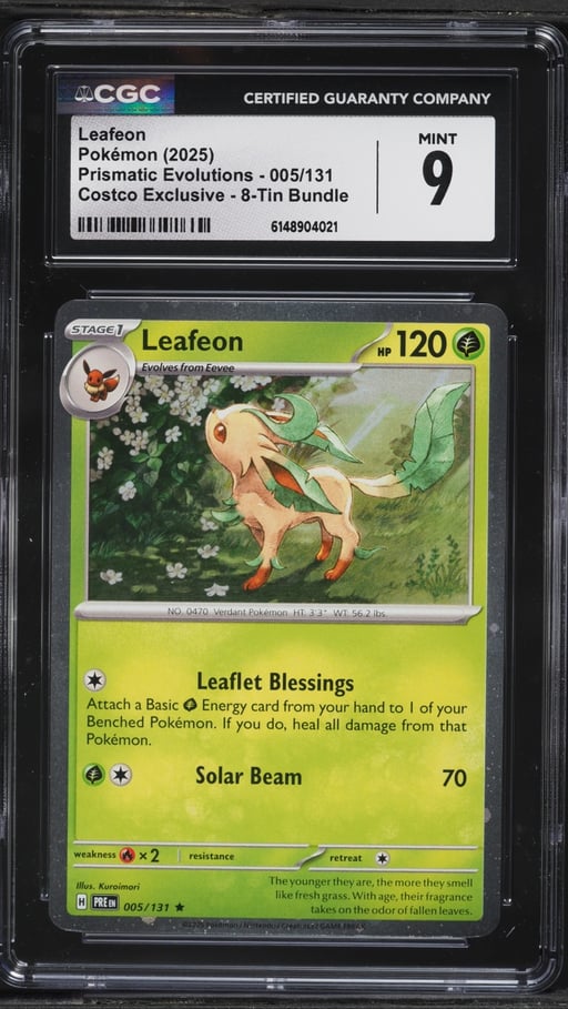 2025 Pokemon Scarlet & Violet Prismatic Evolutions Costco Exclusive Leafeon #5 CGC 9 MINT