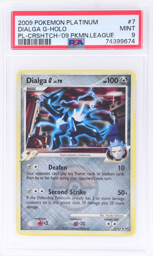 2009 Pokemon League Platinum Crosshatch Holo Dialga G #7 PSA 9
