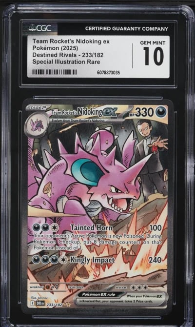 2025 Pokemon SV Destined Rivals SIR Team Rocket's Nidoking ex #233 CGC 10 GEM