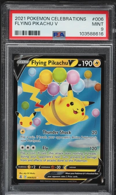 2021 Pokemon Sword & Shield Celebrations Full Art Flying Pikachu V #6 PSA 9 MINT