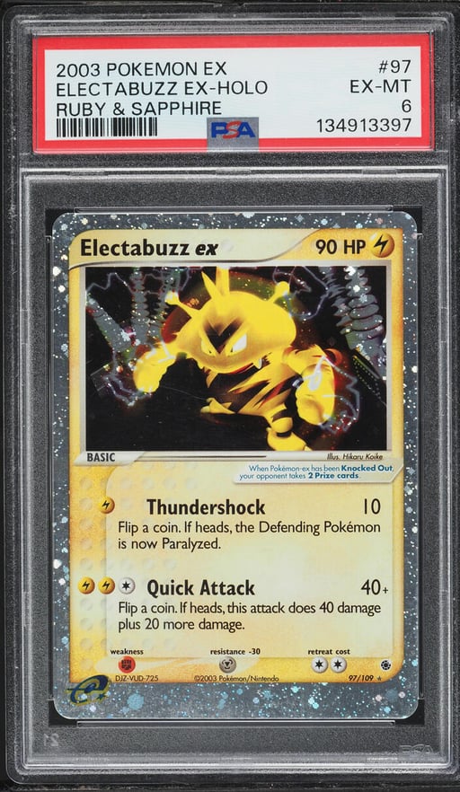 2003 Pokemon EX Ruby & Sapphire Holo Electabuzz ex #97 PSA 6 EXMT