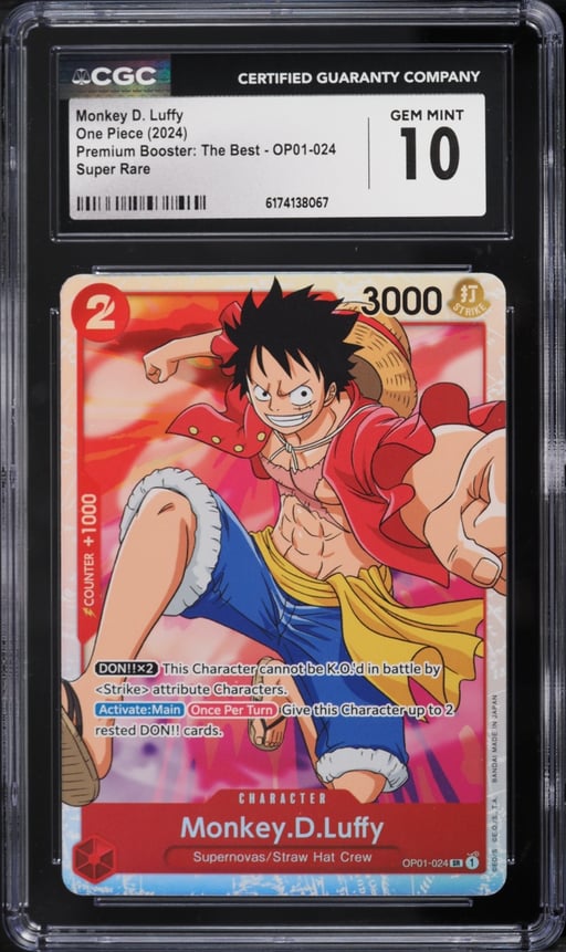2024 One Piece Premium Booster: The Best Monkey D. Luffy #OP01-024 CGC 10 GEM MINT