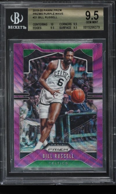 2019 Panini Prizm Purple Wave Bill Russell #21 BGS 9.5 GEM MINT