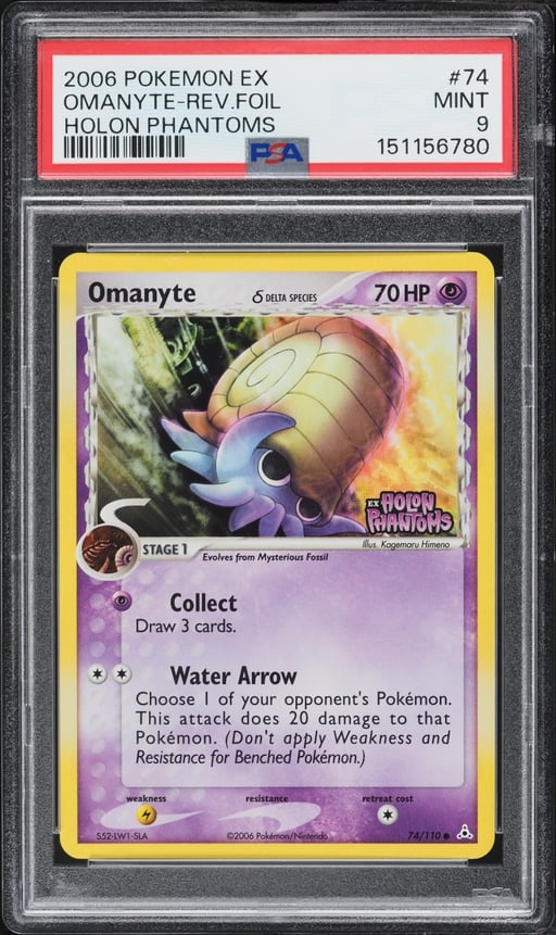 2006 Pokemon EX Holon Phantoms Reverse Holo Omanyte #74 PSA 9 MINT