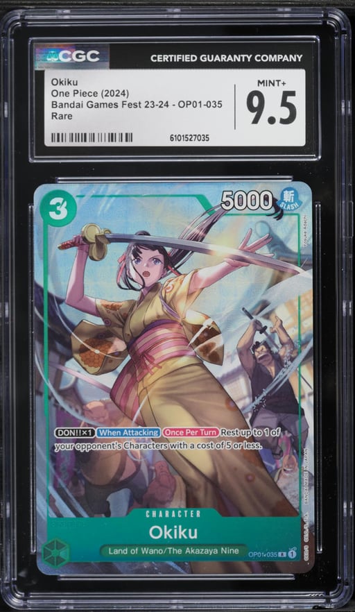 2024 One Piece Bandai Games Fest '23 Okiku #OP01-035 CGC 9.5 MINT+