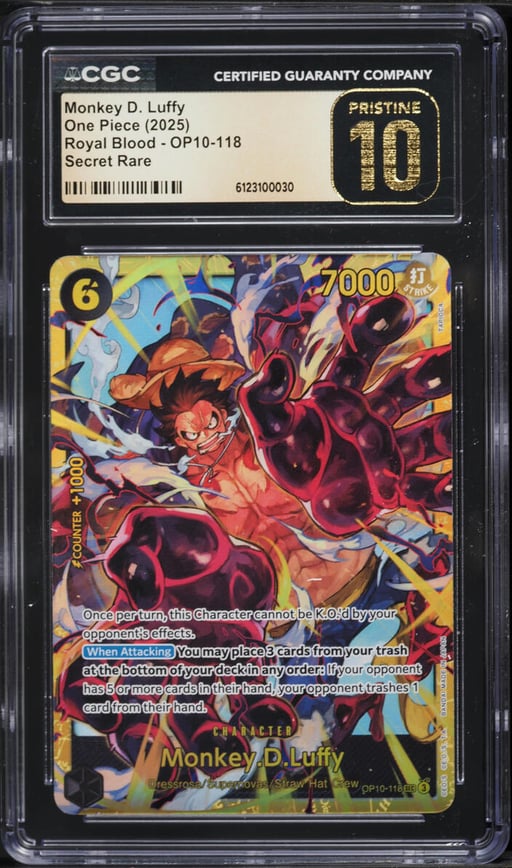 2025 One Piece Royal Blood SEC Monkey D. Luffy #OP10-118 CGC 10 PRISTINE