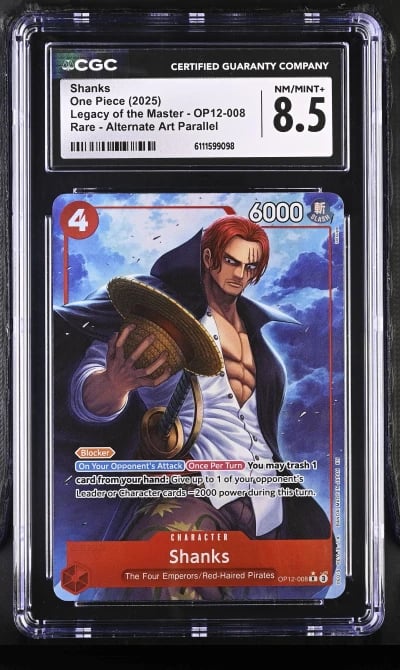 2025 One Piece Shanks OP12-008 Alternate Art Legacy of the Master CGC 8.5