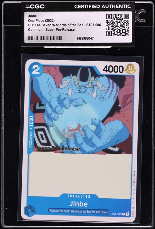 2022 One Piece SD: The Seven Warlords Of The Sea Super Pre-Release Jinbe #ST03 CGC AUTH