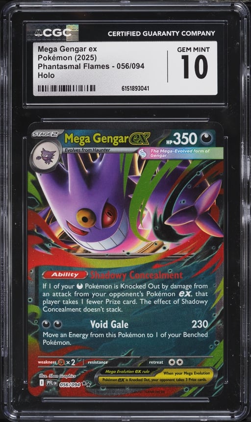 2025 Pokemon Mega Evolution Phantasmal Flames Holo Mega Gengar ex #56 CGC 10 GEM MINT