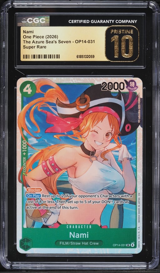 2026 One Piece The Azure Sea's Seven SR Nami #OP14-031 CGC 10 PRISTINE