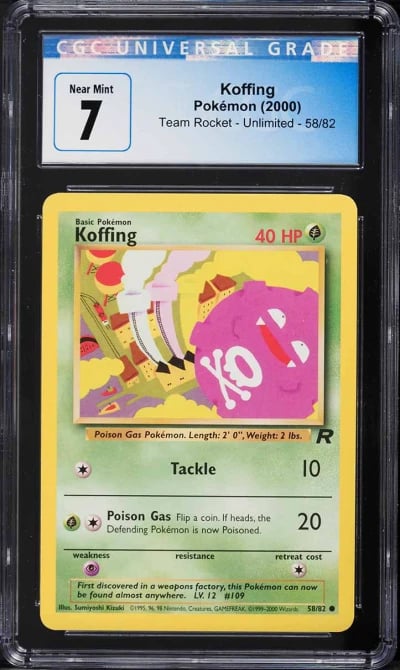 2000 Pokemon Team Rocket Koffing #58 CGC 7 NRMT