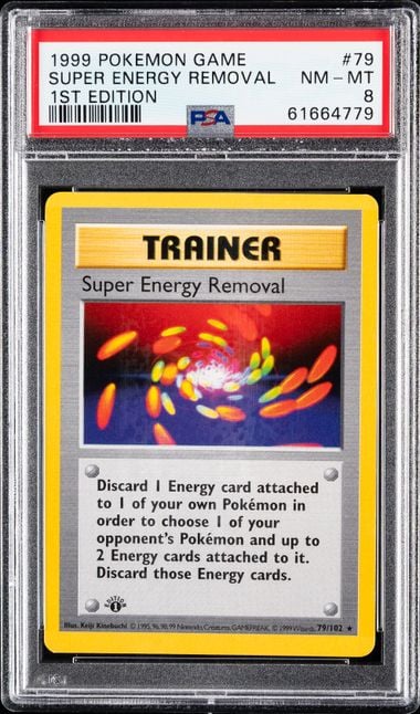 1999 POKEMON GAME #79 SUPER ENERGY REMOVAL 1ST EDITION PSA 8