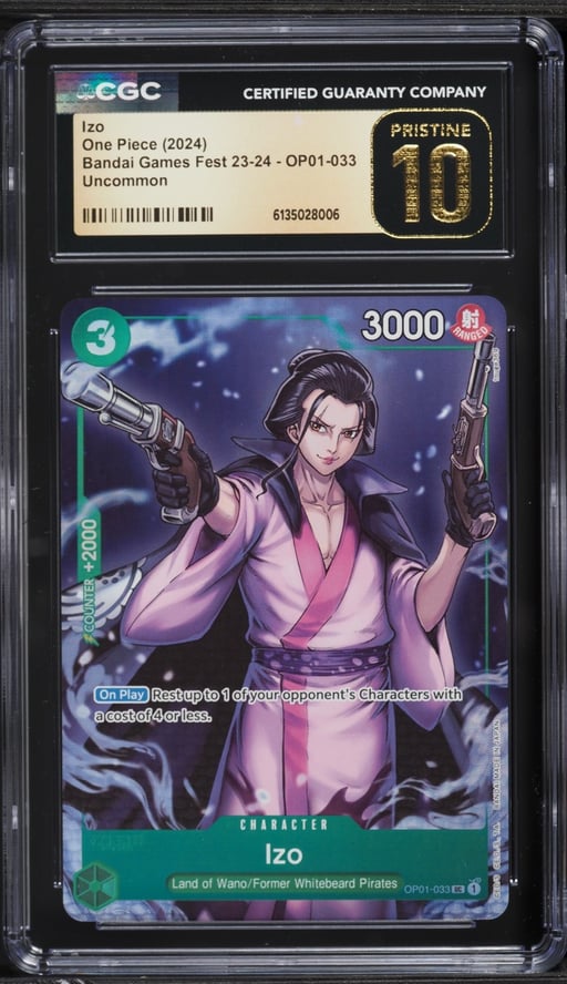 2024 One Piece Bandai Games Fest '23-'24 Izo #OP01-033 CGC 10 PRISTINE