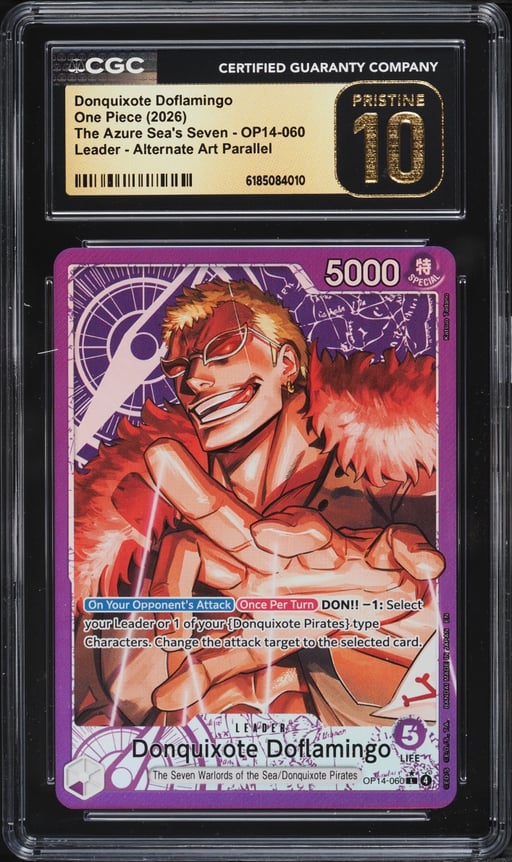 2026 One Piece The Azure Sea's Seven Alt Art Leader Donquixote Doflamingo #OP14 CGC 10 PRISTINE