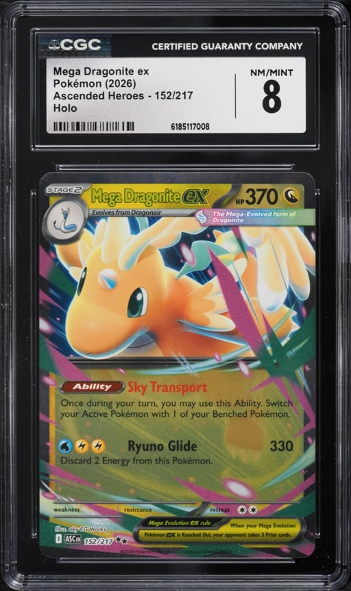 2026 Pokemon Mega Evolution Ascended Heroes Holo Mega Dragonite EX #152 CGC 8 NM-MT