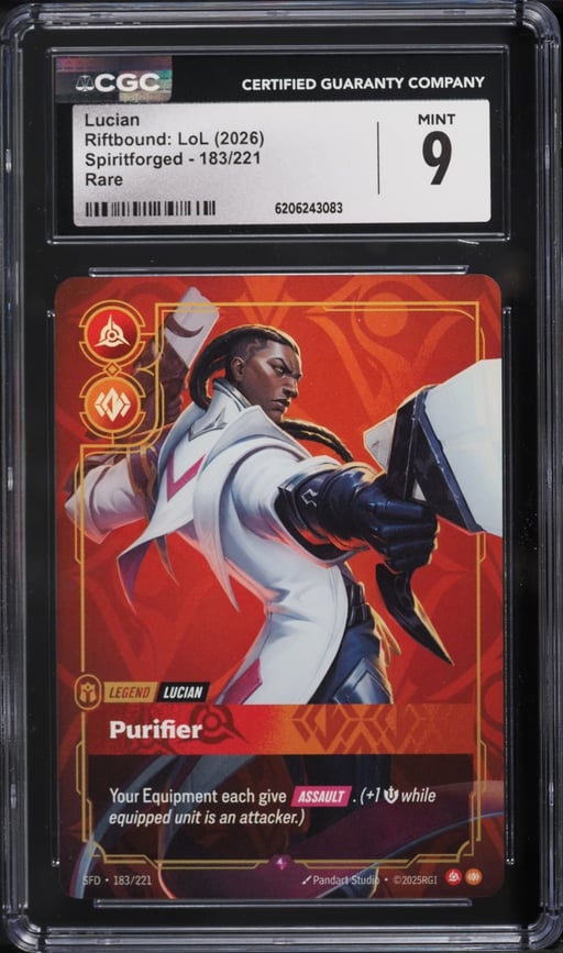 2026 Riftbound League Of Legends LoL Spiritforged Lucian #183 CGC 9 MINT