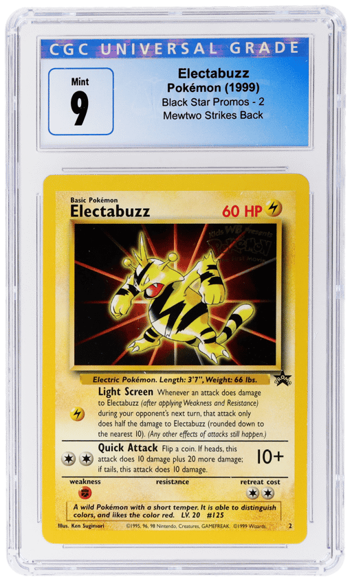 1999 Pokemon Wizards of the Coast Black Star Promo Mewtwo Strikes Back Electabuzz #2 CGC 9