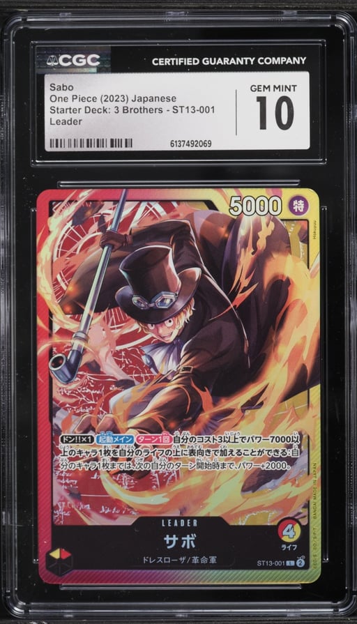 2023 One Piece Japanese Starter Deck 3 Brothers Leader Sabo #ST13-001 CGC 10 GEM MINT