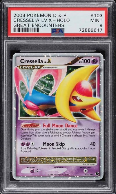 2008 Pokemon Diamond & Pearl Great Encounters Holo Cresselia Lv.X PSA 9 MINT